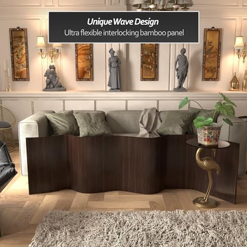 Red Lantern 2 ft. Short Bamboo Wave Screen - Dark Mocha - Image 2
