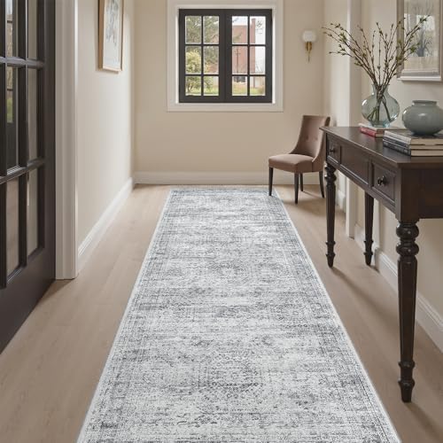 Soalmost Washable Kitchen Runner Rug 3x8 Hallway Entry Rugs Non-Slip, Grey - Image 4
