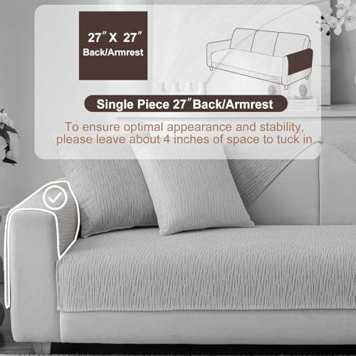 Soft Waterproof Chenille Cover Washable, Non Slip Sectional Sofa Covers for 3 Cushion Couch Sofa L Sharped Sofa Slipcover for Pets, Furniture Protector (1 PCS 27"x27" Light Grey) - Image 2