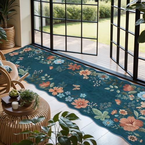 Lahome Floral Washable Runner Rug, 2'6''x8' Soft Hallway Runner Non Slip - Image 2