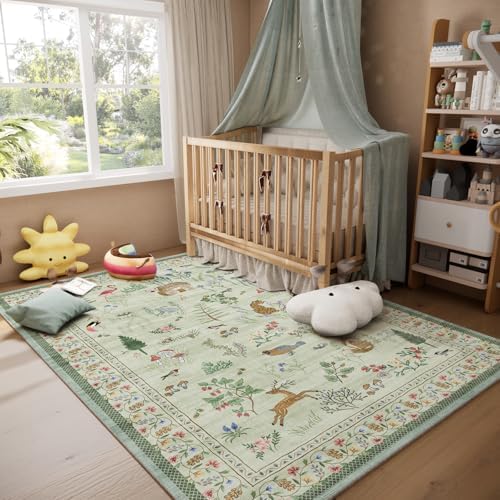 5x7 Area Rugs for Living Room: Washable Rug for Bedroom Vintage Rugs Stain Resistant Non Slip Low Pile Soft Lightweight Indoor Carpet for Kitchen Dining Room Nursery Kids Room Farmhouse - Image 6
