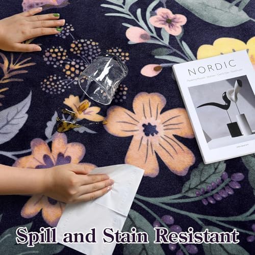 Lahome Floral Washable Rugs for Living Room, Soft 5x7 Area Rugs Ultra-Thin - Image 5