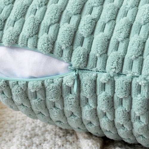 MIULEE Decorative Throw Pillow Covers 18x18 Turquoise Textured Corduroy - Image 3