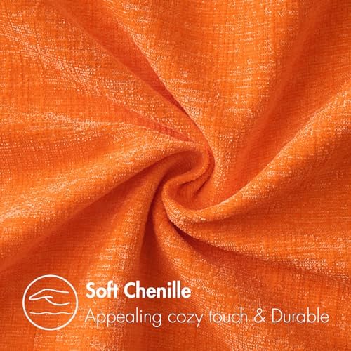 MIULEE Chenille Fall Throw Pillow Covers Bright Orange 20x20 Pack of 2 - Image 4
