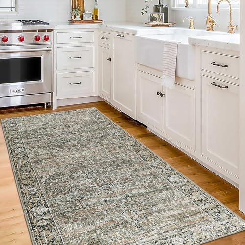ReaLife Rugs Machine Washable Area Rug Runner - Living Room Bedroom Bathroom Kitchen Entryway Office - Padded Low Pile Stain Resistant Premium - Boho Farmhouse Vintage - Lyle - Brown 2'6" x 8' - Image 3