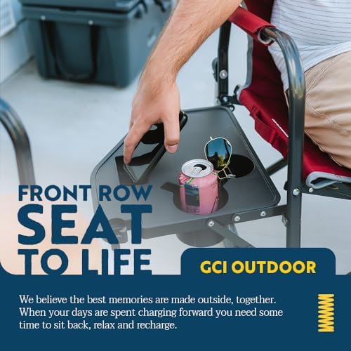 GCI Outdoor Freestyle Rocker XL with Side Table Camping Chair | Portable Folding Rocking Chair with Solid, Durable Armrests, Drink Holder & Comfortable Backrest — Black - Image 7