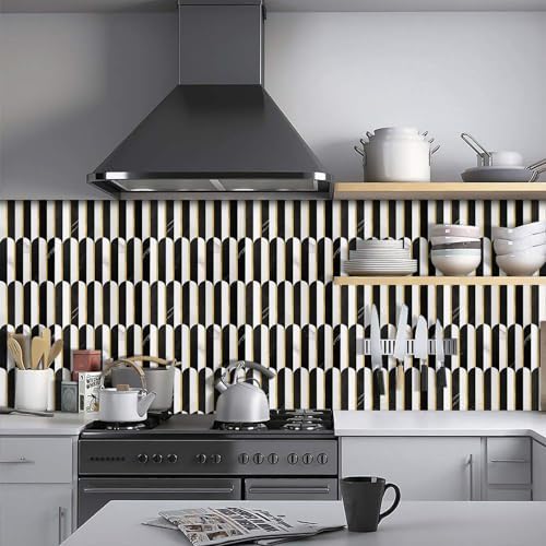 Vamos Tile Peel and Stick Backsplash Seamless Tile,Stick on Backsplash for Kitchen and Bathroom,Marble Look PVC Mixed Metal Gold Self Adhesive Metal Mosaic Tiles (10 Sheets) - Image 2