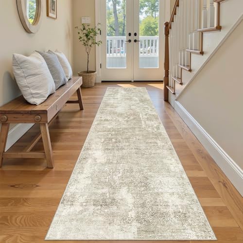 Soalmost Abstract Runner Rug 2x8 Hallway Kitchen Runners Beige/Gray by Soalmost