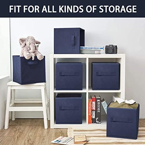 EBIGIC Storage bins collapsible storage bins,cube storage organizer （Pack of 3） 10.5 * 10.5 * 11inch，For home and office Collapsible Closet Shelf Organizers, Drawer Organizers(Blue) - Image 6