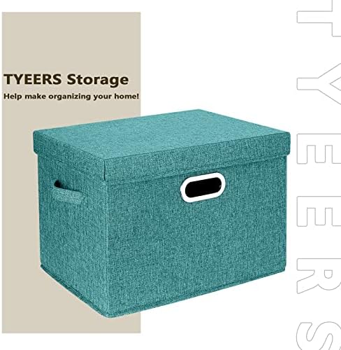 TYEERS Large Storage Bins with Lids, Collapsible, Washable, Fabric Storage Boxes for Organizing, 17.3x11.8x11.4 inches, 5 Pack, Aqua Deep - Image 7