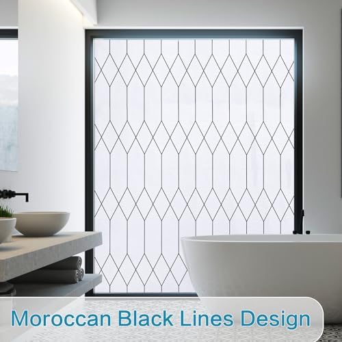 Window Privacy Film, Moroccan Pattern Static Cling, White, 29.5" x 78.7" - Image 4
