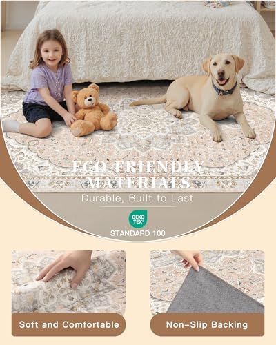 Madane Washable Runner Rugs 2x10 Long for Hallway Kitchen, Pink/Gray - Image 6