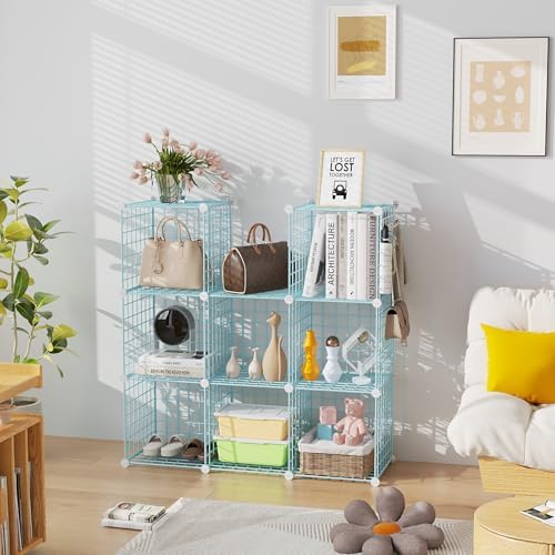 C&AHOME Wire Cube Storage, 8 - Cube Organizer Metal C Grids Units, Blue - Image 6