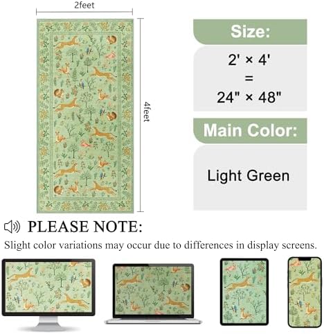 DUKINO 2x4 Rug for Entryway, Animal Washable Rug for Kitchen, Light Green - Image 2