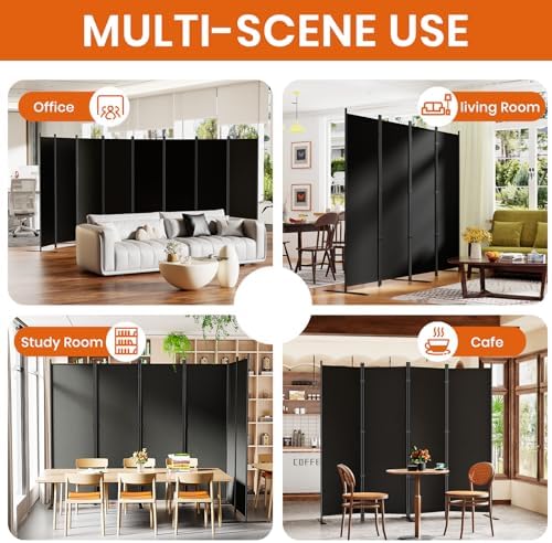SUNALLY Room Divider Privacy Screens, 8 Panel Divider for Separation, Black - Image 7