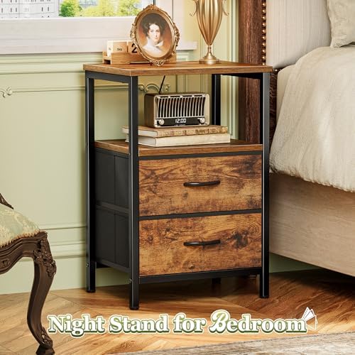 Huuger Night Stand Set of 2, Nightstand with 2 Drawers, Bedside Table - Image 4
