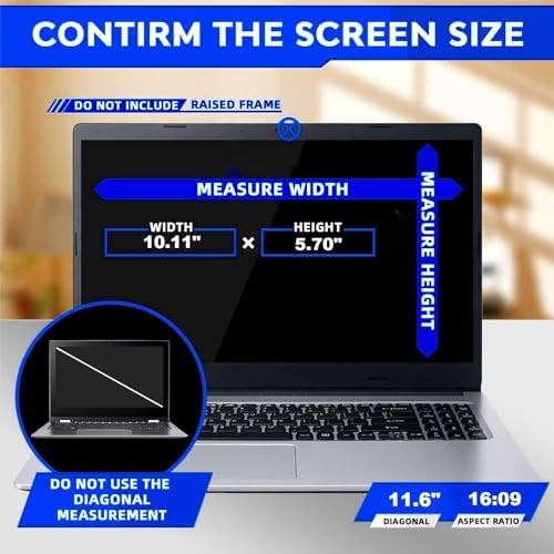 11.6 Inch 16:9 Computer Privacy Screen Filter for Monitor - Privacy Shield and Anti-Glare Protector - Image 2