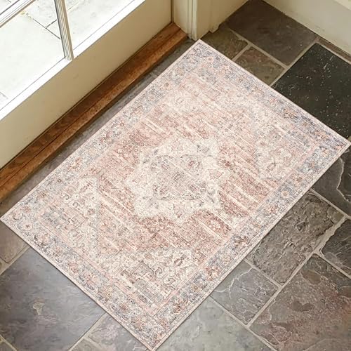 ReaLife Rugs Machine Washable Area Rug - Living Room Bedroom Bathroom Kitchen Entryway Office - Padded Crease Free Stain Resistant Premium - Boho Farmhouse Vintage- Lyle- Beige Ivory - 2'x 3' - Image 3