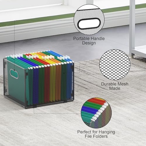 samstar Hanging File Organizer, Mesh File Folder Organizer File Crate File Cabinet Inserts Storage Box, Letter Size - Image 4