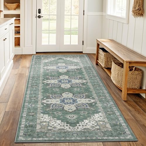 AMADA HOMEFURNISHING 2x6 Washable Runner Rug, Low-Profile Kitchen Rugs with Non-Slip Backing & Durable Edge Binding, Vintage Entryway Runner Rug for Bedroom & Hallway by AMADAHOMEFURNISHING