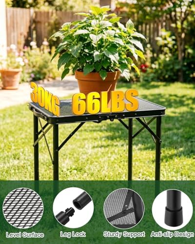 2 Ft Folding Camping Table, Adjustable Height 10.6-22 in, Small Grill Table - Image 6