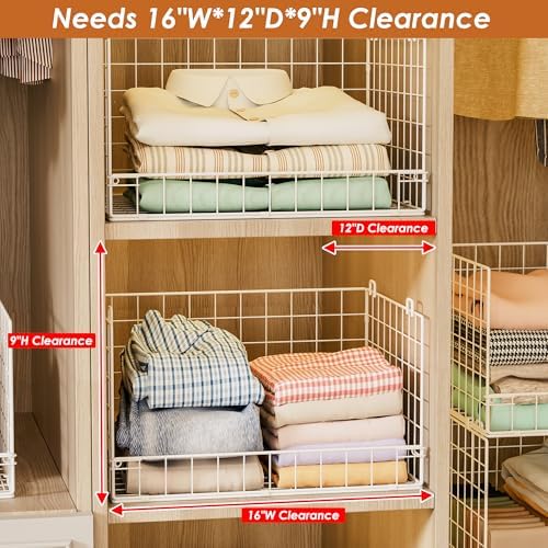 Yociyoga 5-Tier Stackable Closet Organizers and Storage Basket - Foldable Closet Shelf Organizer System, Space-Saving Clothes Storage Bins Drawer Organizer for Wardrobe, White (Patent 30022416) - Image 5
