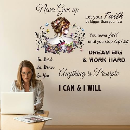 Inspirational Vinyl Wall Sticker Motivational Saying Quotes Peel and Stick Wall Decals for Mirror Bedroom Living Room Office Bathroom (Inspirational 1) - Image 6