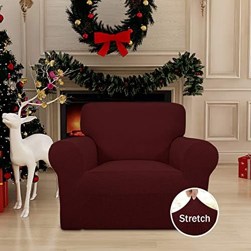Easy-Going Stretch Chair Slipcover with Arm Washable Wine - Image 2