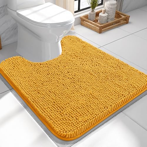 OLANLY Toilet Rugs U-Shaped 24x24, Soft Absorbent Chenille Contour Rugs by OLANLY