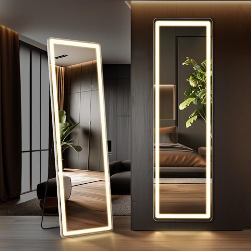 LED Rectangular Full Length Mirror, 60"L x 16"W Full Standing Mirror by Aidoly