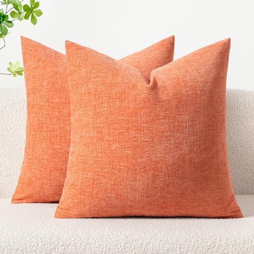 MIULEE Soft Chenille Throw Pillow Covers Coral Red 20x20 Inch Pack of 2 by MIULEE