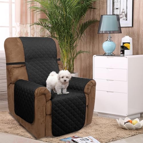 U-NICE HOME Reversible Recliner Chair Covers, Black/Grey - Image 2