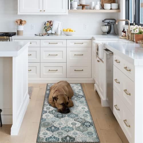 Lahome Moroccan Washable Runner Rug, 2x6 Blue Kitchen Runners for Hallways - Image 5