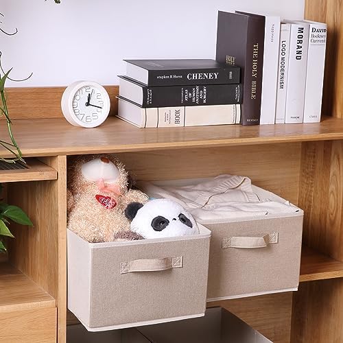 Collapsible Sorage Bins, Storage Cubes Baskets Collapsible Fabric Storage Boxes with Handles for Home and Office (Set of 4, Beige, 15.4 x 11.4 x 7.91inch) - Image 5