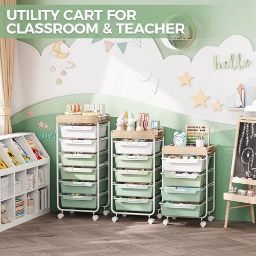 SYKIARIOL Rolling Storage Utility Cart with 4 Drawers,Art Cart,Green - Image 6