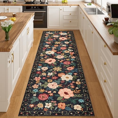 DUKINO 2.6x10 Runner Rug for Hallway, Washable Kitchen Rugs Non Slip, Black - Image 7