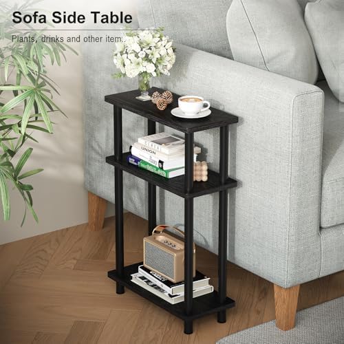 Apicizon Small Narrow Side Table, 3-Tier Skinny End Table, Black - Image 3