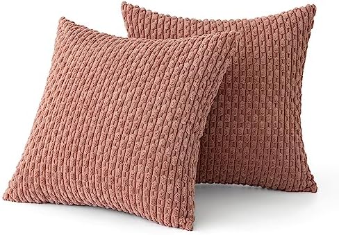 MIULEE Euro Sham Decorative Throw Pillow Covers 24x24 Blush Pink Corduroy - Image 6