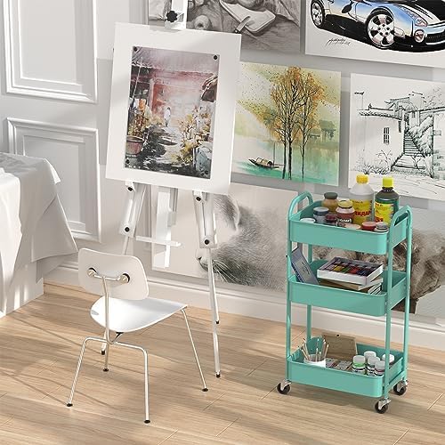 MAX Houser 3-Tier Rolling Utility Cart with Caster Wheels,Easy Assembly, for Kitchen, Bathroom (Turquoise) - Image 5