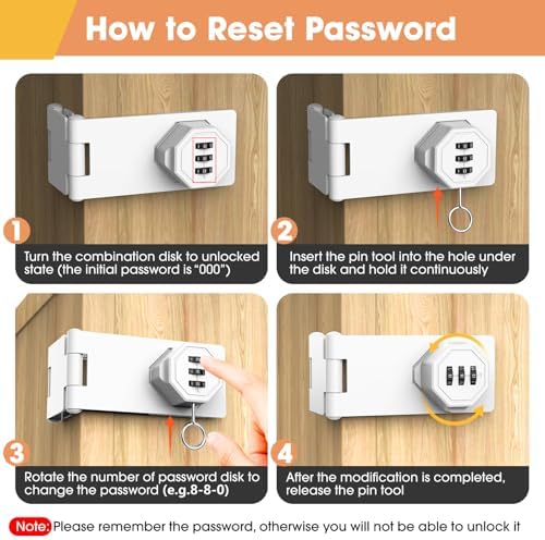 90 Degree Cabinet Locks with Combination, Mechanical Folding Door Latch, Keyless Password Rotary Hasp Latch Lock for Office File Cabinet, Drawers, Locker, Small Door, Cupboard (2, White) - Image 6