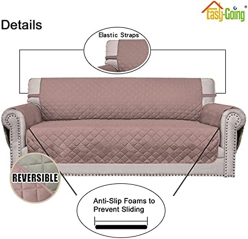 Easy-Going Reversible Couch Cover, Oversized Chair, Pink/Beige - Image 3
