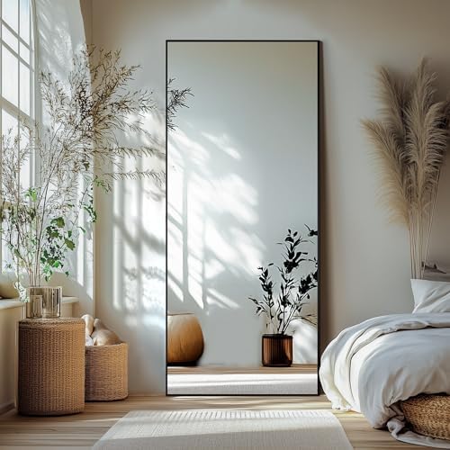 Delma Full Length Mirror with Stand, 70x35 Black Floor Mirror by Delma