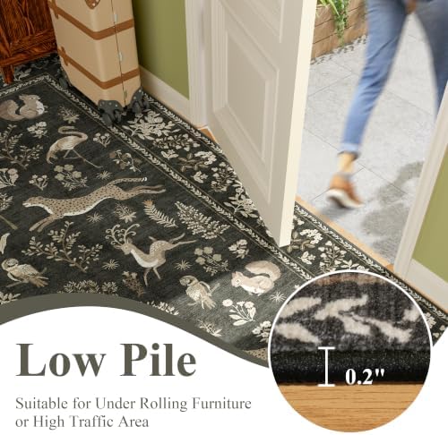 DUKINO 2x12 Washable Runner Rug Non Slip Animal Kitchen Rug Charcoal Black - Image 6