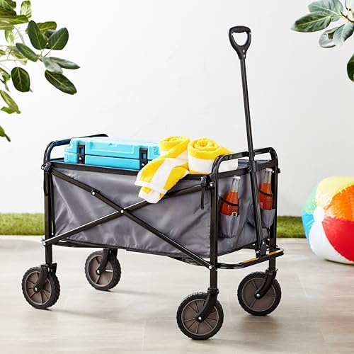 Amazon Basics Collapsible Heavy Duty Utility Wagon for Outdoor Sports, Camping, Garden, and Shopping, 265 Pounds Capacity, 27.6 x 40.9 x 20 inches, Gray - Image 5