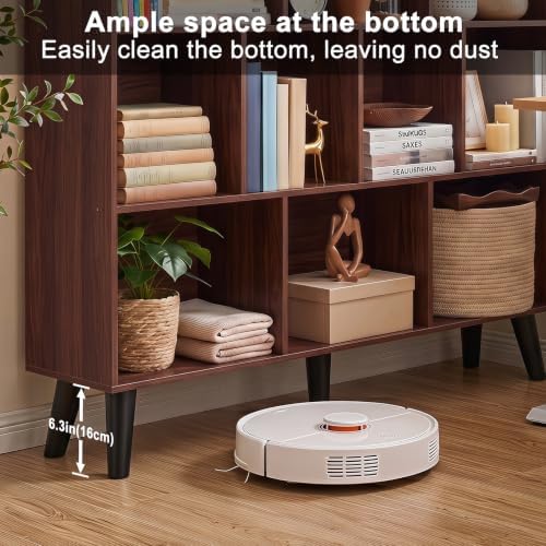 YAHARBO 10 Cube Walnut Bookshelf,3 Tier Book Shelf with Legs,Modern Minimalist Bookcase,Open Book Shelves Storage Organizer,Frees Standing Wooden Display Bookcases for Small Space,Bedroom,Living Room - Image 6
