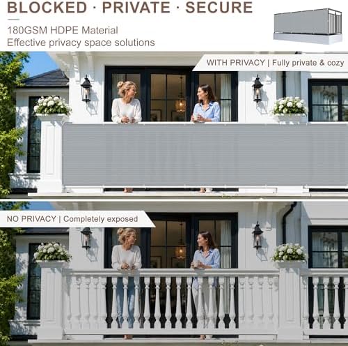 SUNNY GUARD 3' x 10' Balcony Privacy Screen, HDPE Patio Railing Cover Fence - Image 3