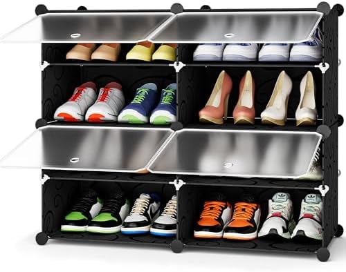 HOMIDEC Shoe Rack Organizer 16 Pair Modular Shoe Storage Cabinet for Closet by DecorateYourHome
