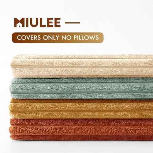 MIULEE Soft Corduroy Decorative Throw Pillow Covers Teal-Rust 16x16 - Image 7