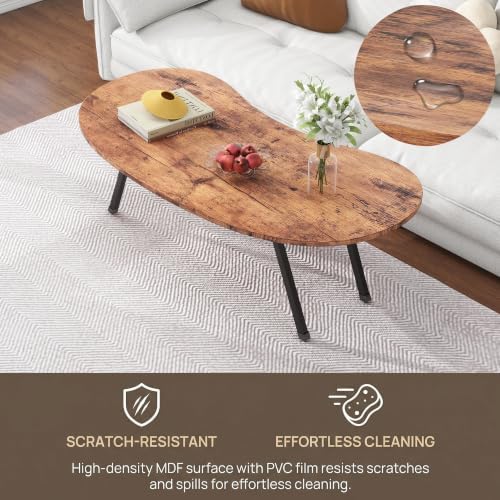 Foldable Coffee Table,Mid Century Modern Oval Coffee Table for Living Room - Image 6