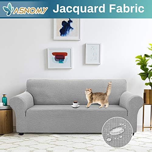 Asnomy Stretch Oversized Couch Covers for Sofa Slipcover,Silver - Image 2